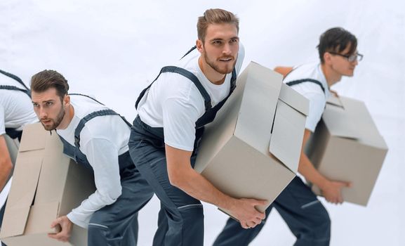 Responsible movers in a hurry to do their job.