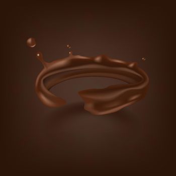 Realistic Splash Of Melted Milk Dark Chocolate