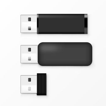 Black USB Flash Drive Template For Advertising, Branding And Corporate Identity