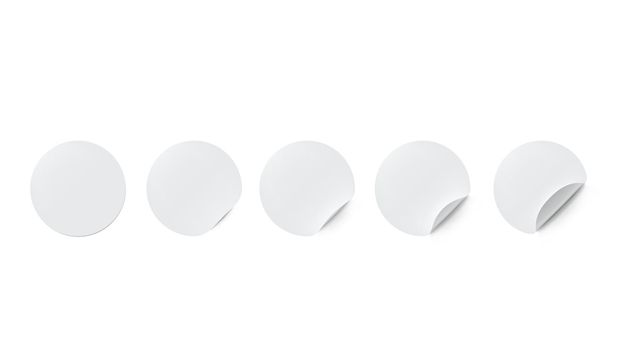 Round Adhesive Stickers Mockup With Curved Corner