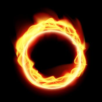 Realistic Abstract Fire Ring On Black Backround