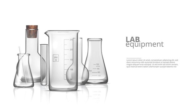 3D Realistic Empty Chemical Lab Glassware Set