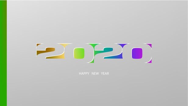 Happy 2020 New Year Paper Greeting Card Template