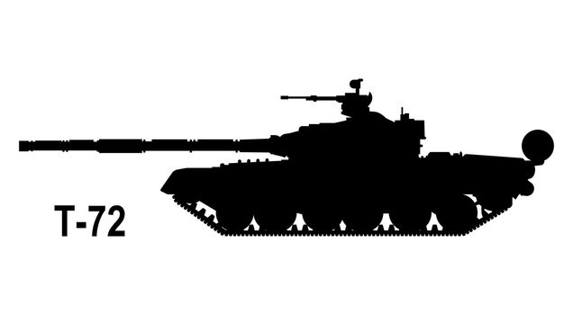 Battle tank T-72. Tank icon. Tank silhouette