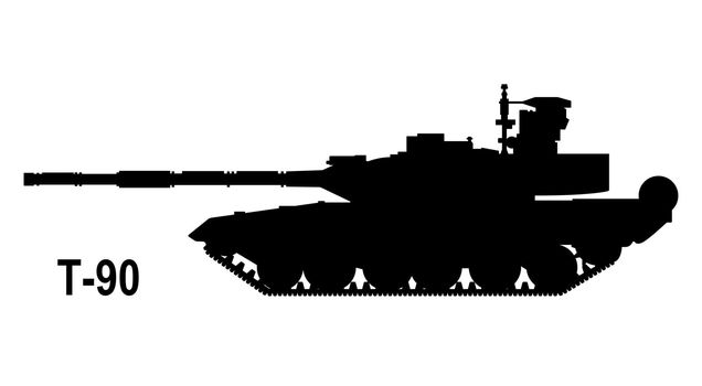 Battle tank T-90. Tank icon. Tank silhouette