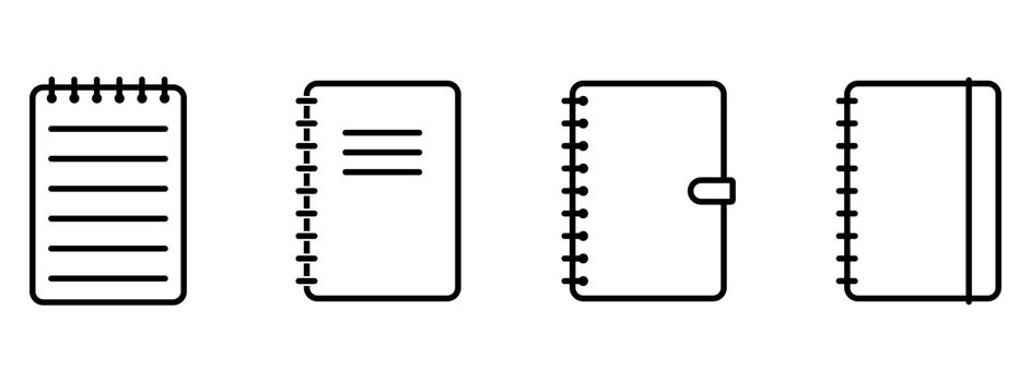 Note book linear icons. Note book outline icon. Vector design element.