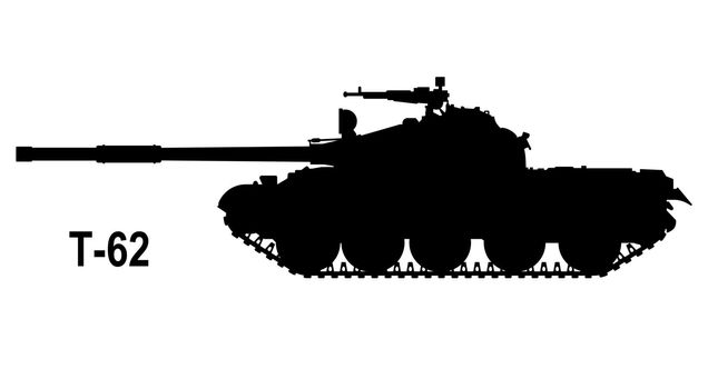 Battle tank T-62. Tank icon. Tank silhouette