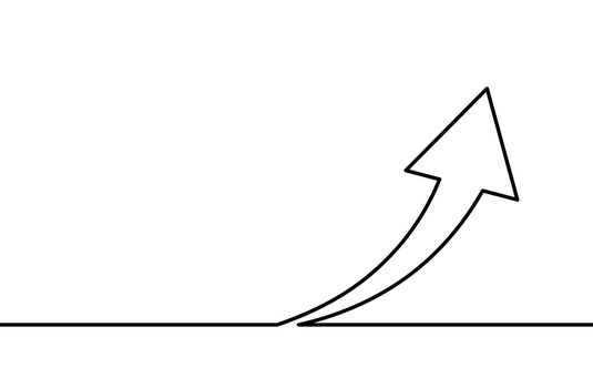 Continuous line drawing of up arrow. Up arrow linear icon. Arrow continuous line icon