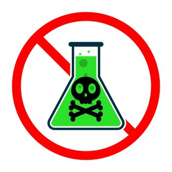 No poison allowed. Poison ban icon. Toxic substance prohibition icon.