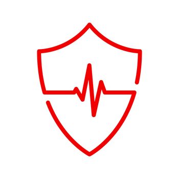 Cardio icon and shield. Shield with heartbeat icon. Vector medical symbol.