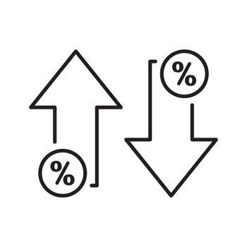 Percentage arrow icon. Vector illustration. Percentage arrow up and down line icon.