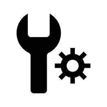 Spanner and gear icon. Vector.