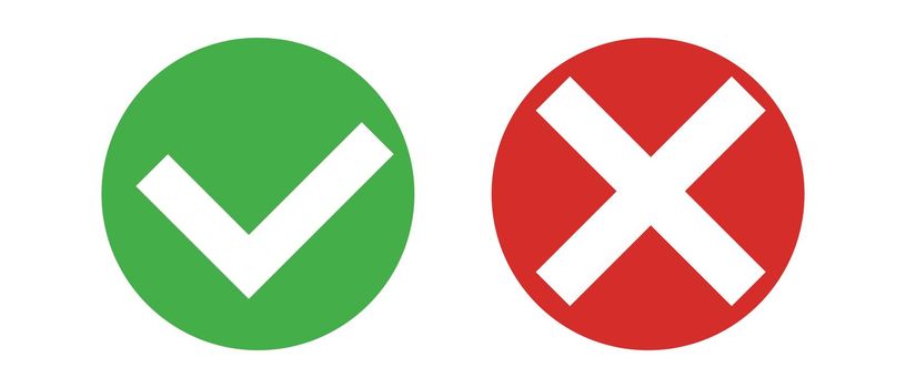 Checkmark and crossmark icons. Vector.