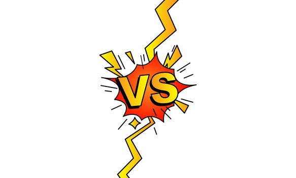 Versus VS letters fight symbol in flat comics style design. Confrontation symbol. Vector EPS 10