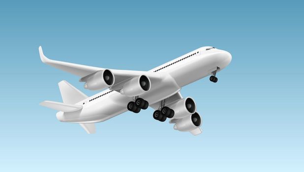 3D White Glossy Commercial Jet Airplane Take Off