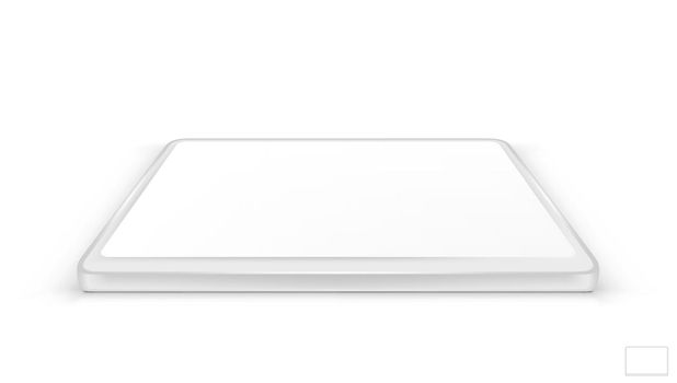 3D Simple White Computer Tablet Perspective View