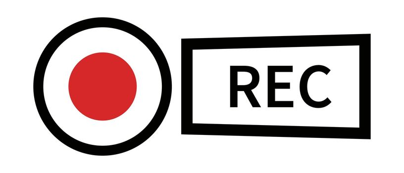 Recording button and rec logo. Vector.