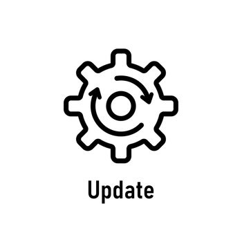 Update icon with gear symbol in black. Vector EPS 10