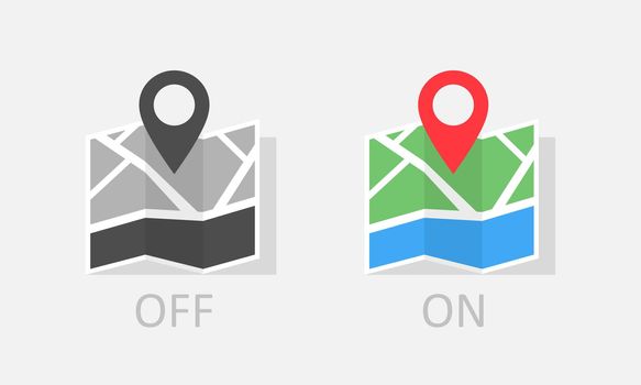 Maps navigator location on off icon. Vector EPS 10