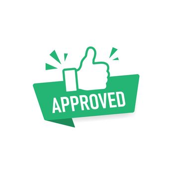 Approved symbol with thumb up. Vector EPS 10