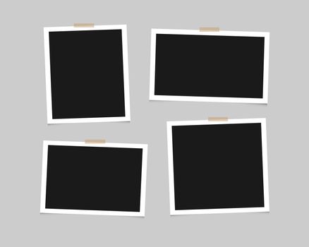Realistic blank photo frames with scotch tape. Vector illustration EPS 10