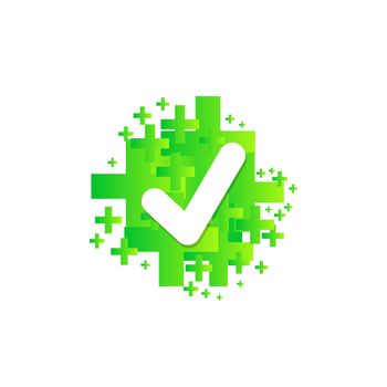 Checkmark green icon. Approved simbol with green pros. Vector illustration EPS10