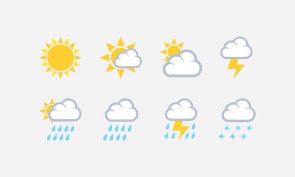 Weather icons vector set. Weather forecast symbol for site or mobile device.