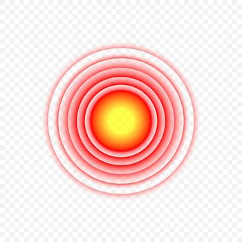 Pain symbol. Pain circle red icon for medical painkiller drug medicine. Vector EPS 10