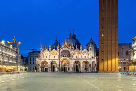 St. Mark's square in Venice during sunrise 