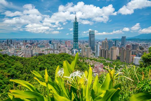 Skyline of downtown Taipei in Taiwan