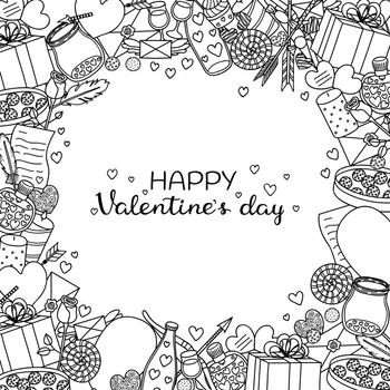Background with doodle items for Valentine s day.