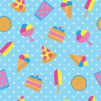 Seamless pattern with food pop icons.