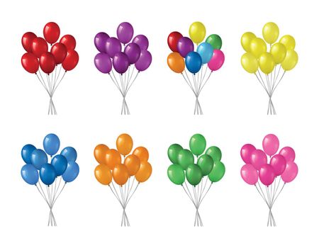 Bunches of helium balloons.