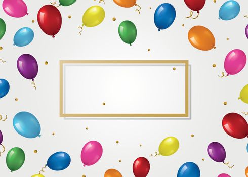 Background with helium balloons and frame.