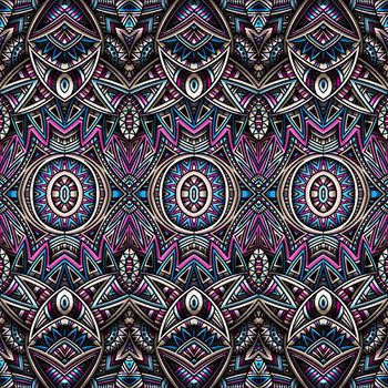 Abstract ethnic rug ornamental seamless pattern. Vector vintage background.