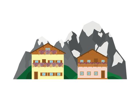 Private houses on the mountains landscape.