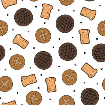 Seamless pattern with grey, black bread.