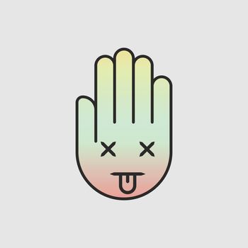 Hand Emoji cartoon with hangover expression design illustration.