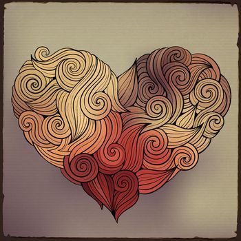 Hand drawn curled vector heart