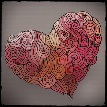Hand drawn curled vector heart