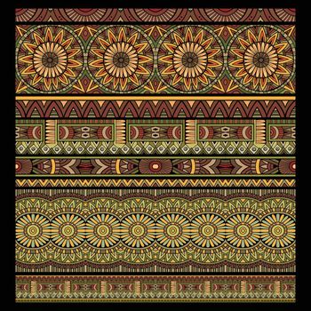 Abstract vector tribal ethnic seamless stripes background set