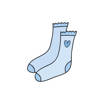 Hand drawn colored blue socks.