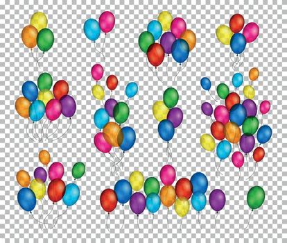 Bunches of helium balloons.