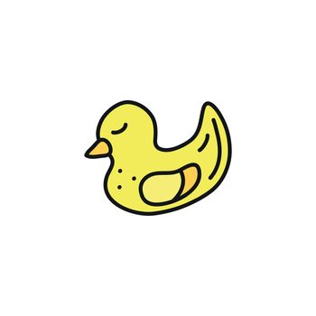 Doodle colored rubber duck icon.