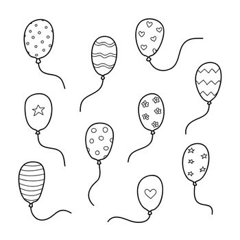 Set of doodle helium balloons.
