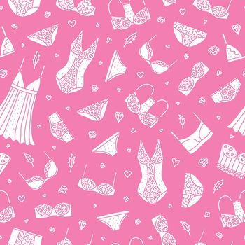 Seamless pattern with women lingerie and nightwear.