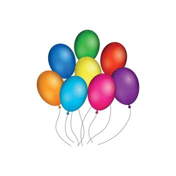Group of colorful helium balloons.