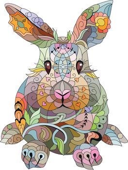 Spring rabbit coloring page for decoration