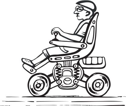 Citizen in an electric wheelchair
