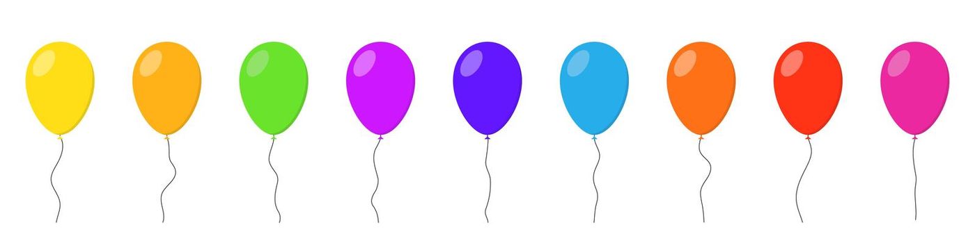 Balloons set. Balloon icons isolated. Colorful helium balloons.